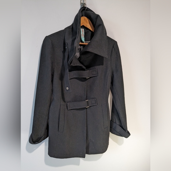 Groggy Black Wool Blend Chic Jacket with Silky Lining & Front Pockets - Picture 2 of 12